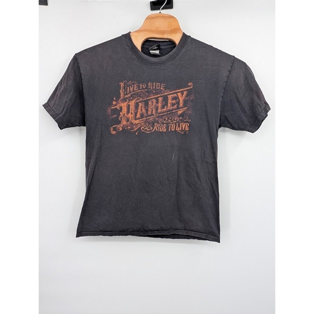 Harley Davidson Vintage Black T shirt Live to Rise, Ride to Live Brandon Men's L